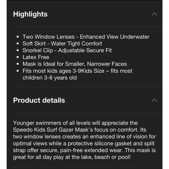 Speedo Kids' Surf Gazer Swim Mask - Cyber Turquoise NWT - Picture 3 of 5